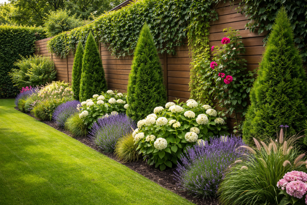 Kerítés mellé ültethető növények takaráshoz.